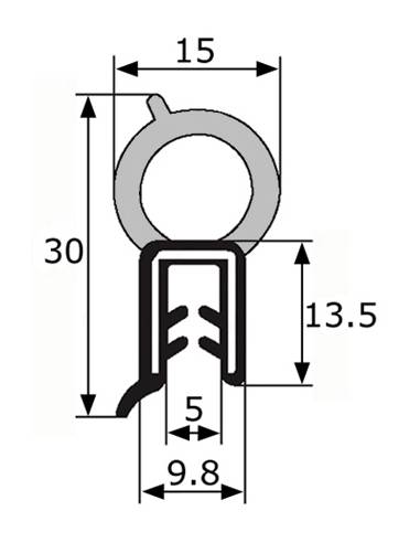 Goma puerta 25x16mm Citrën Dyane 6/6-400